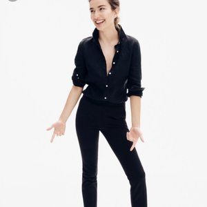 Black Linen JCrew Button-up Collared Shirt 12 TALL